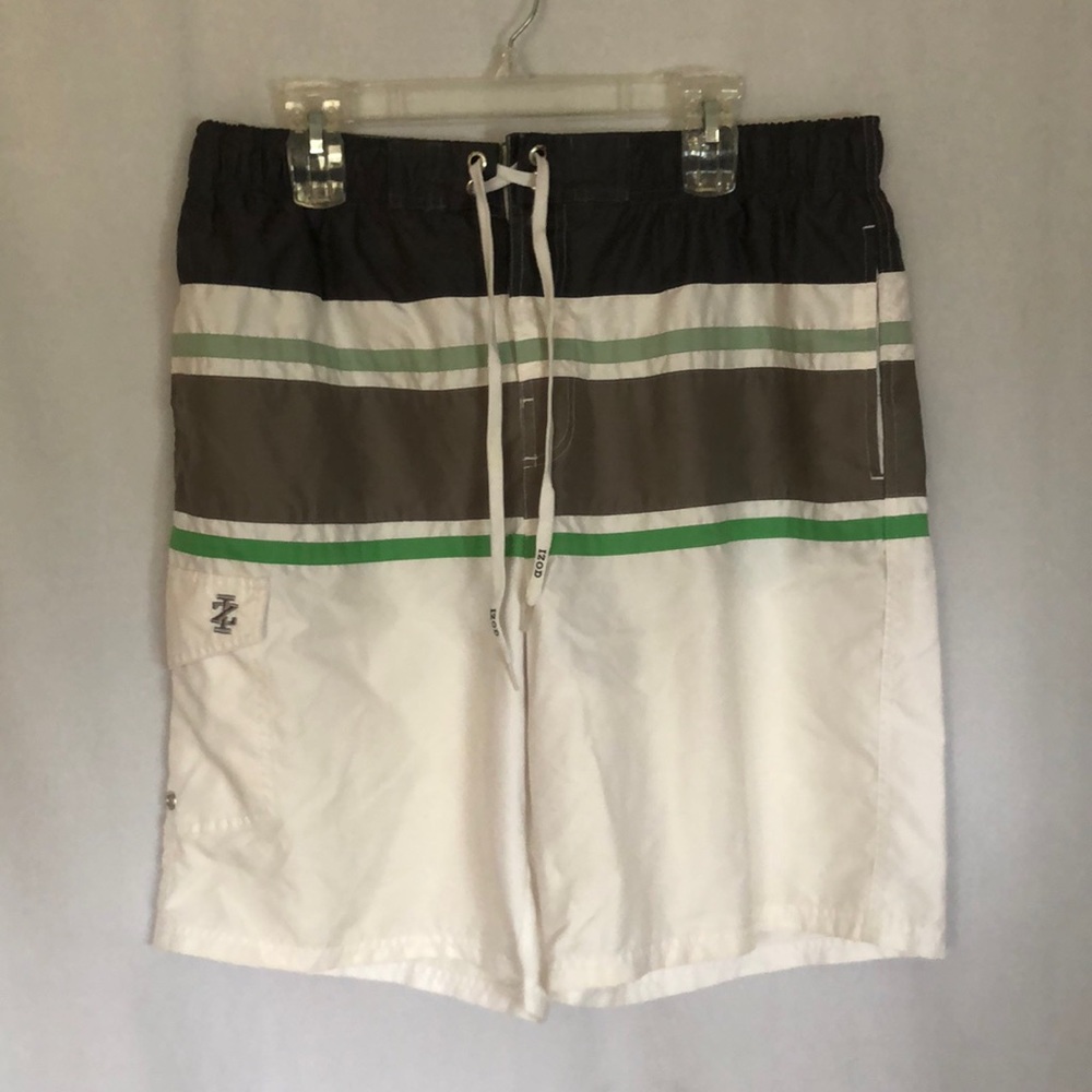 Izod Men’s Lace-Up Board Shorts Style Swim Trunks
